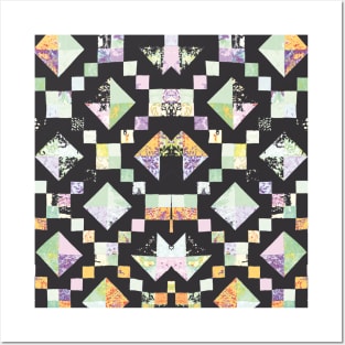 Patchwork Geometric Squares Posters and Art